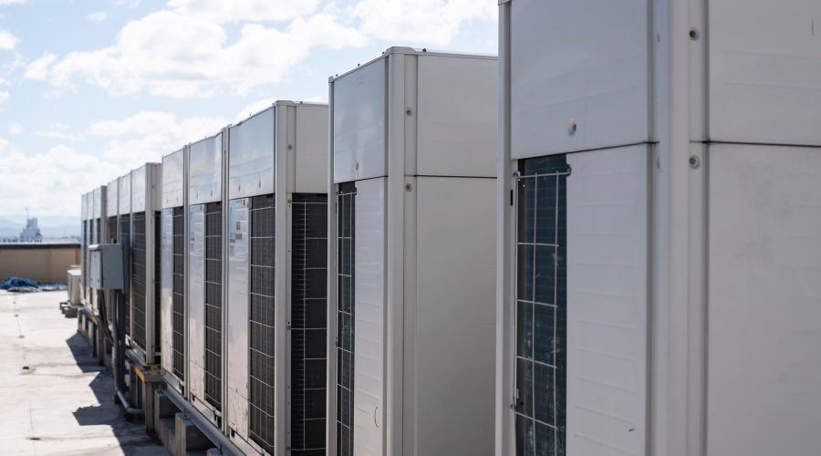 Commercial rooftop HVAC units on building roof in Columbia Maryland